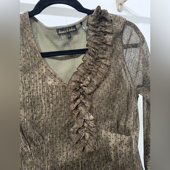Made in Turkey 🇹🇷 Jane & John brown dress sheer long sleeve - size medium. - Picture 3 of 8